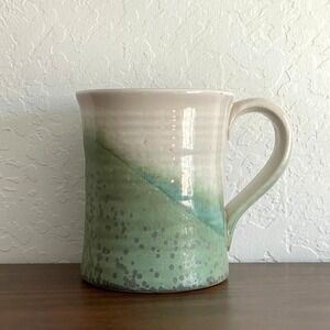 Vintage Handmade Pottery Ceramic Coffee Mug Large 16oz Oh Gussie Green Paw Paw